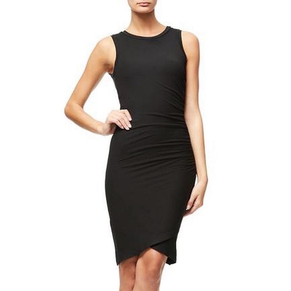 Good American Black Draped Sleeveless Bodycon Dress Size 4 (XL)